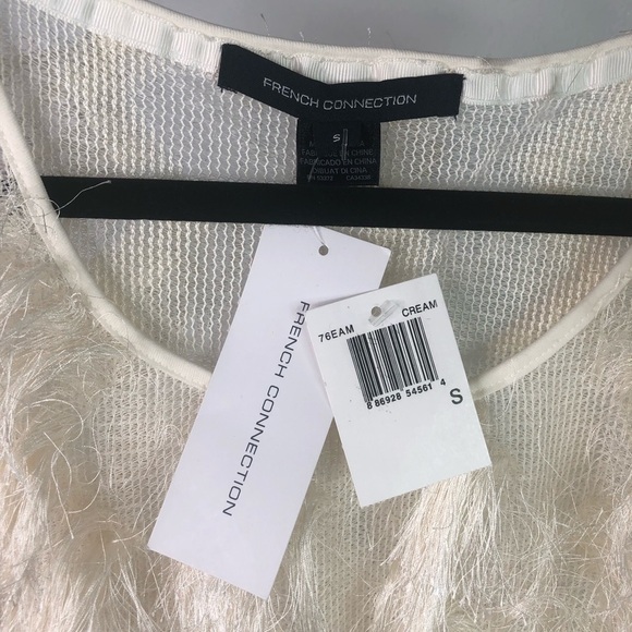 FRENCH Connection Cream Sheer Eyelash Fringe Sleeveless Top - Picture 2 of 4